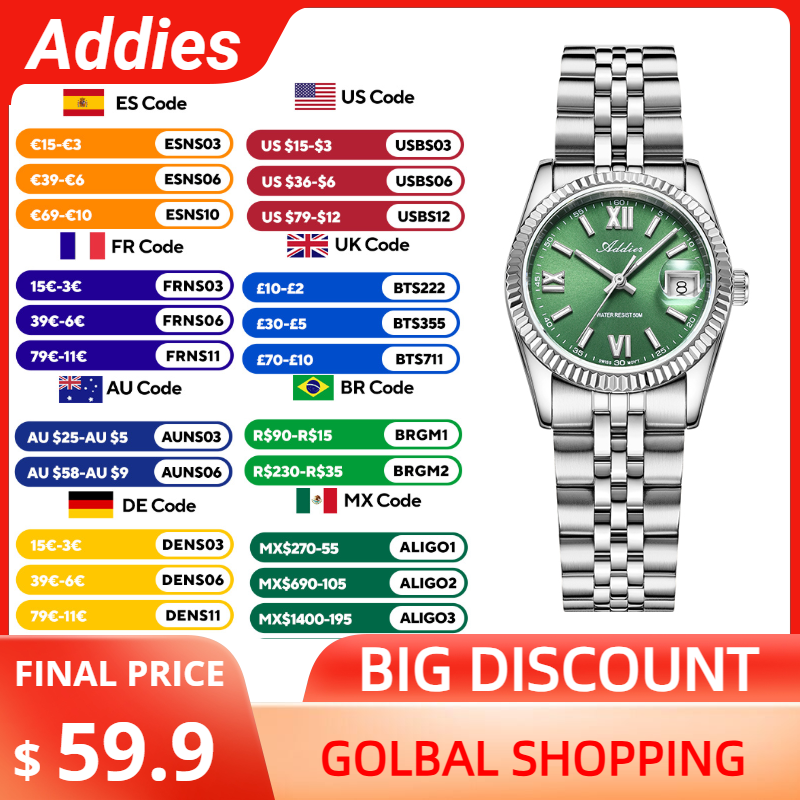 Stainless Bracelet Diver - Wysokiej jakości luksusowy zegarek damski Addies,